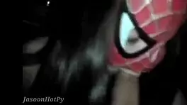 teen babe sucks huge dick like spider girl 😈