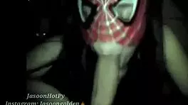 teen babe sucks huge dick like spider girl 😈