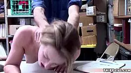 Pretty blonde teen pays burglar with pussy in doggystyle. 😏