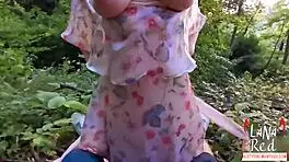 Hey, wanna watch this busty babe suck a huge cock outdoors and swallow it all? Watch now!