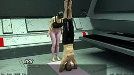 Stranded in space milf stretches out her huge tits seductively