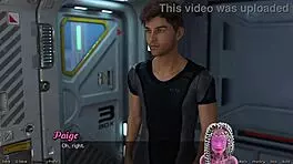 Stranded in space milf stretches out her huge tits seductively