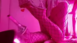 passionate teen in lingerie masturbates her wet pussy and fingers herself on halloween with food play