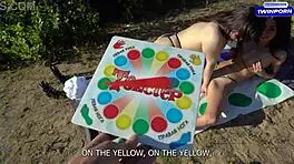 unforgettable twister strip game double blowjob in forest
