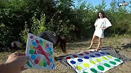 unforgettable twister strip game double blowjob in forest