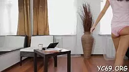 Teen 18+ rides old man's big cock doggystyle to orgasm