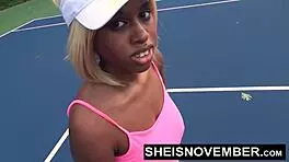 Young 18+ Ebony Msnovember Gets Huge Facial from Big Cock