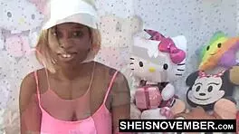 Young 18+ Ebony Msnovember Gets Huge Facial from Big Cock