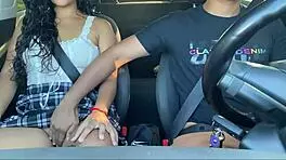 horny teen passenger rides in uber without panties, and the driver can't resist fucking her big ass