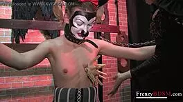 Frenzybdsm mature domina uses sadistic clamps in intense homemade bondage play with teen