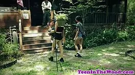 restrained teen 18+ bent over for rough spooning and a messy facial finish