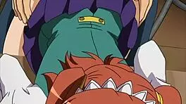 Touching waitress's ass behind the bar, she sucks me off in hentai