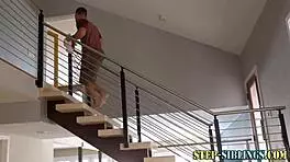 Teen stepsister eagerly sucks hard cock in steamy shower scene