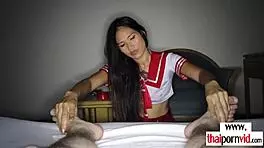 amateur thai teen 18+ masseur fucks client in uniform, sucking tits during massage.
