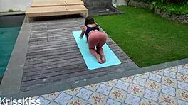 Step sister got pounded hard right after her yoga session ended.