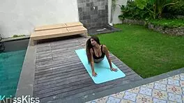 Step sister got pounded hard right after her yoga session ended.