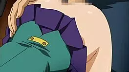 Touching waitress's ass behind the bar, she sucks me off in hentai