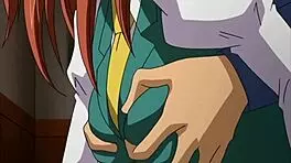 Touching waitress's ass behind the bar, she sucks me off in hentai