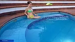 yo, innocent chica gets wild at the pool with stepbro, sucking and banging hard!