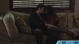 Cute black girl engages in romantic sex with riding and blowjob.