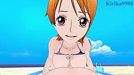 i watch nami and nico robin having intense sex in one piece pov hentai, with big tits and creampie
