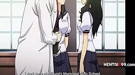 Yo, old teacher bangs naive lesbian students straight on Hentaix99