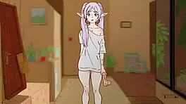 Frieren encounters sticky situation in Stark Fern hentai cartoon parody adventure