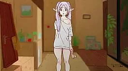 Frieren encounters sticky situation in Stark Fern hentai cartoon parody adventure