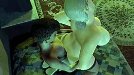 Mature cougar smashed hard by young stud in garage threesome