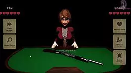 Curvy teen in 3D anime X roulette lies on table for monster cock fucking and squirting