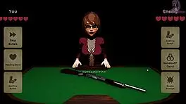 Curvy teen in 3D anime X roulette lies on table for monster cock fucking and squirting