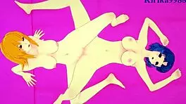 Kusuha Mizuha Cagalli Yula Athha Chitose Kisaragi and Nine engage in intense lesbian play in Super Robot Wars Alpha V and Mobile Suit Gundam Seed hentai