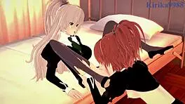 Shizuma Hanazono and Nagisa Aoi, are you ready for intense lesbian play? strawberry panic hentai