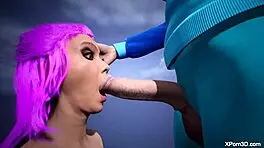 futa teen deepthroats monster cock in bdsm bondage! 😏