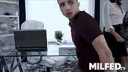 milf teacher seduces her new youthful student in the bedroom, licking her pussy