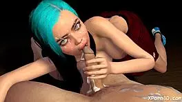 fat busty teen 18+ gets deepthroat and handjob in 3d anime