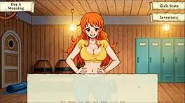 what's nami hiding under her outfit in lusty buccaneers hentai game ep 2?