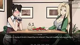 Tsunade and Tenten from Naruto give wild handjobs and foot jobs at a public restaurant. It’s pure hentai chaos in part 8!