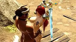 the warrior princess sought to slay the minotaur but got fucked instead