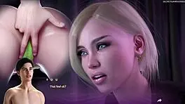 two perfect asses take on huge white cock in 3d