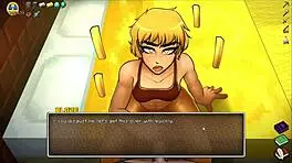 Hornycraft parody hentai game ep 45 contrasts femdom with huge cum on face.