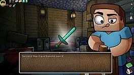 Hornycraft parody hentai game ep 45 contrasts femdom with huge cum on face.