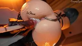 Tied Submissive Girl Creampied in Rough BDSM Anal Hook Training