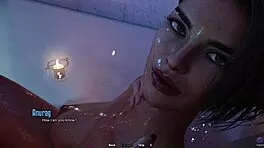 Touching my horny stepmom's pussy during a steamy bath - 3D hentai