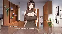 Hey, summer clover catches her boss masturbating to that giant cock in harem hentai game ep 4