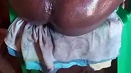 big black oiled cock cums in unique solo position