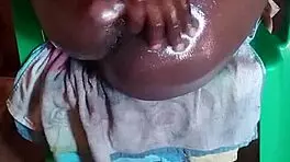 big black oiled cock cums in unique solo position