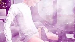 Called neighbor to jerk off his dick with legs in tights