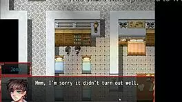 In this hentai game episode, the gym workout exposes her pussy in the harem world.