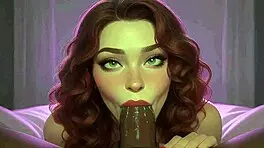 Redhead stepsister intensely sucks big black cock at club pov.